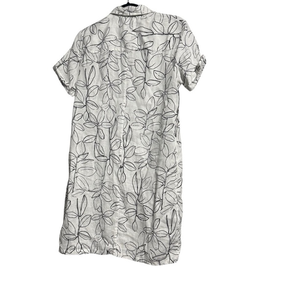 Cynthia Rowley 100% Linen Dress White with Black Floral Button Down Size Small - Picture 2 of 13
